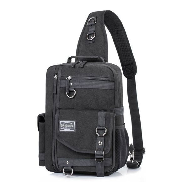 Unisex Black Cross Body Messenger Bag Adjustable Strap - Picture 1 of 8